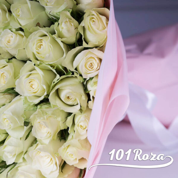 101 белая роза 40 см 2990