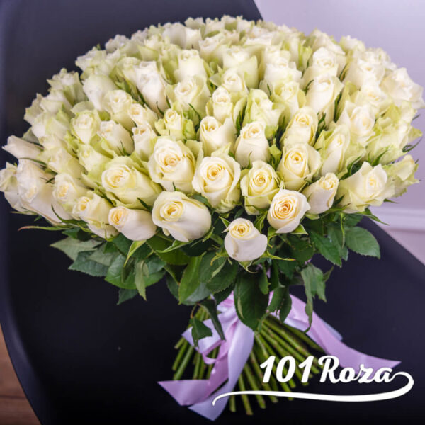 101 белая роза 40 см доставка