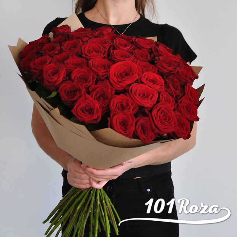 51 красная роза 70 см